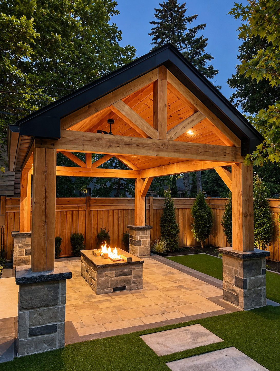Timber frame gazebo cabana
